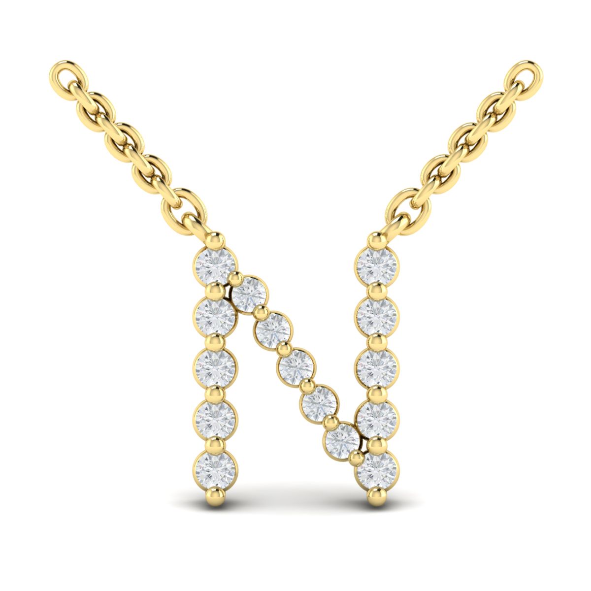 Diamond Alphabet Pendant Necklace, N