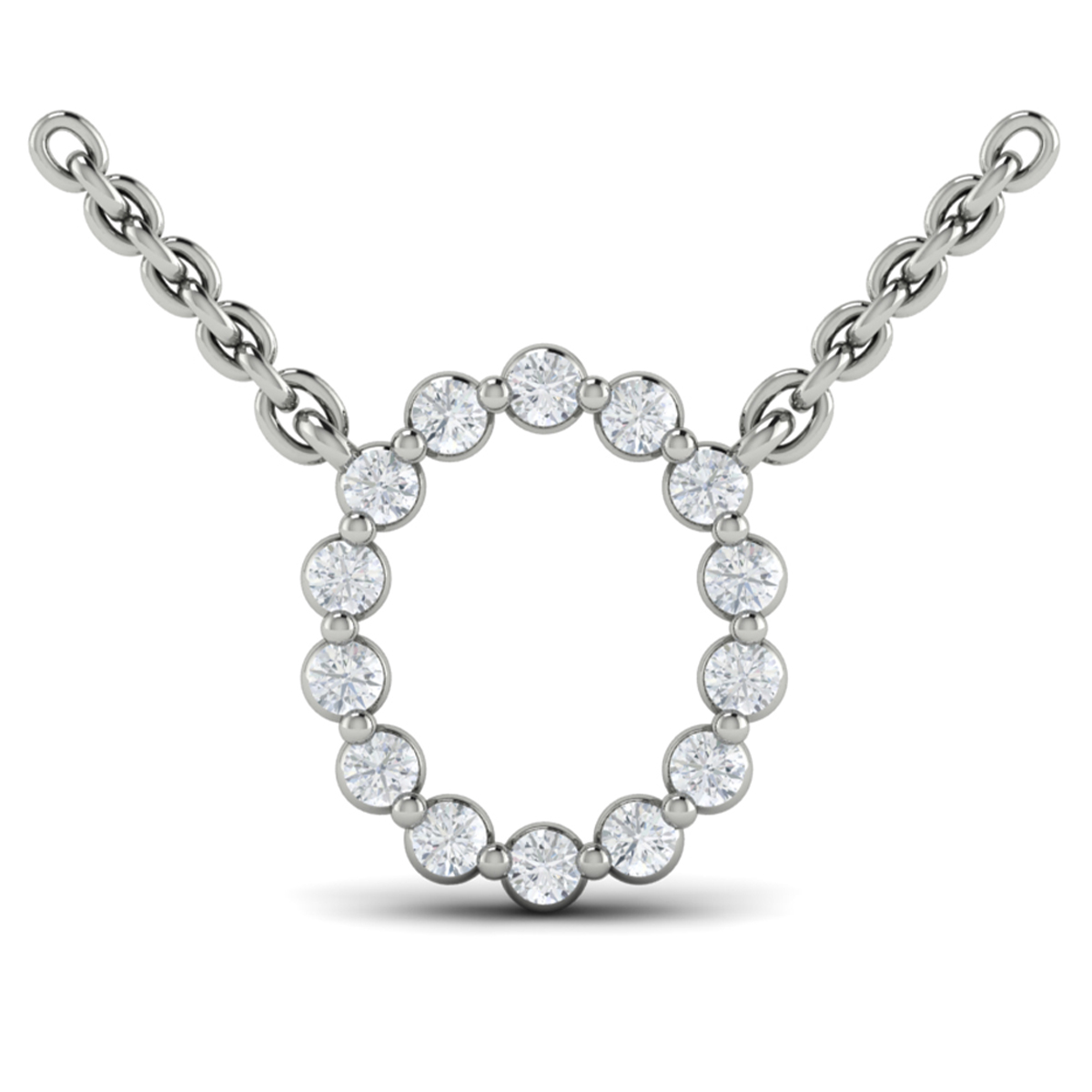 Diamond Alphabet Pendant Necklace, O