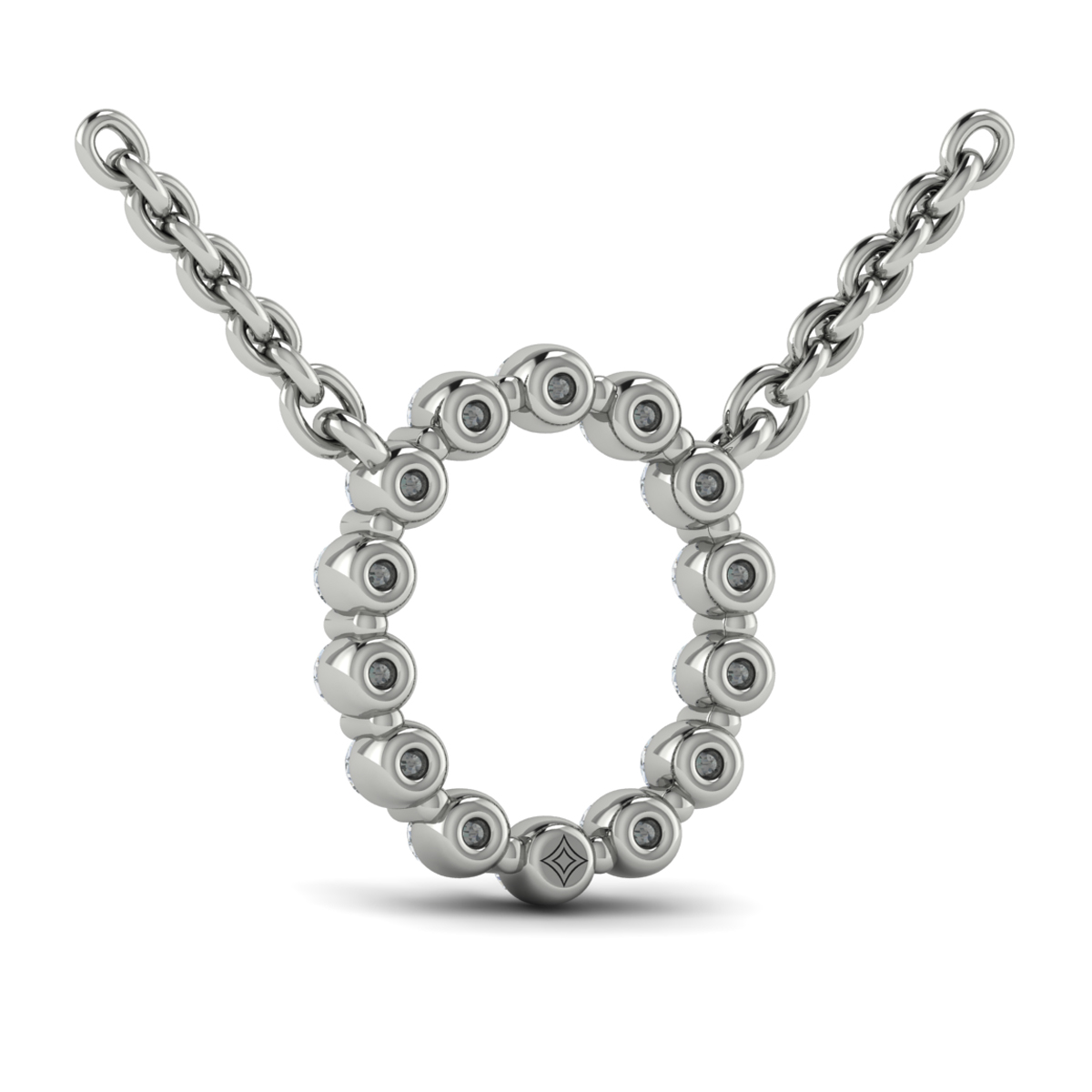 Diamond Alphabet Pendant Necklace, O