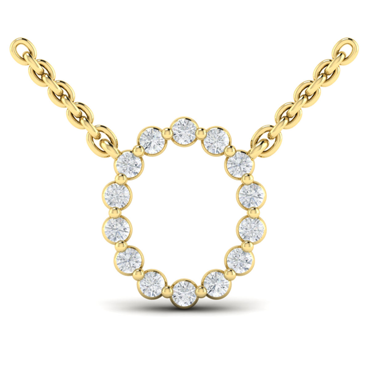 Diamond Alphabet Pendant Necklace, O