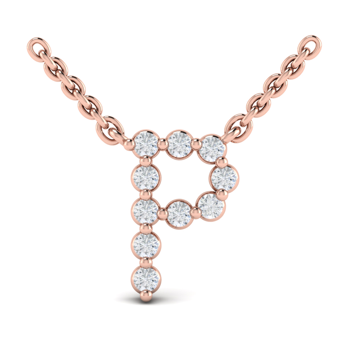 Diamond Alphabet Pendant Necklace, P
