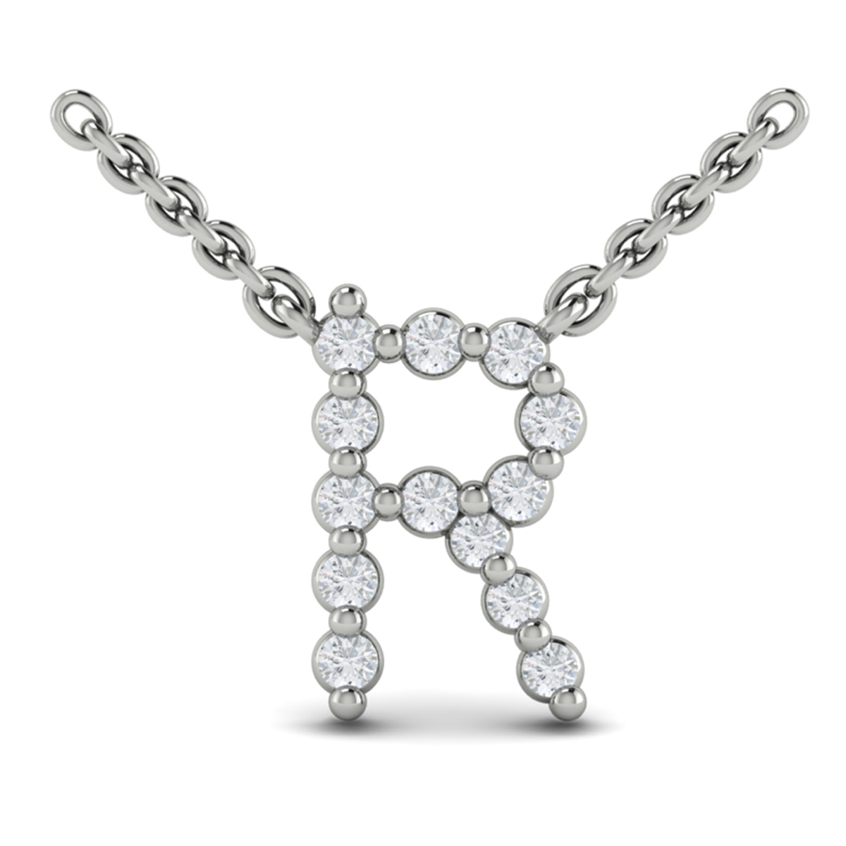 Diamond Alphabet Pendant Necklace, R