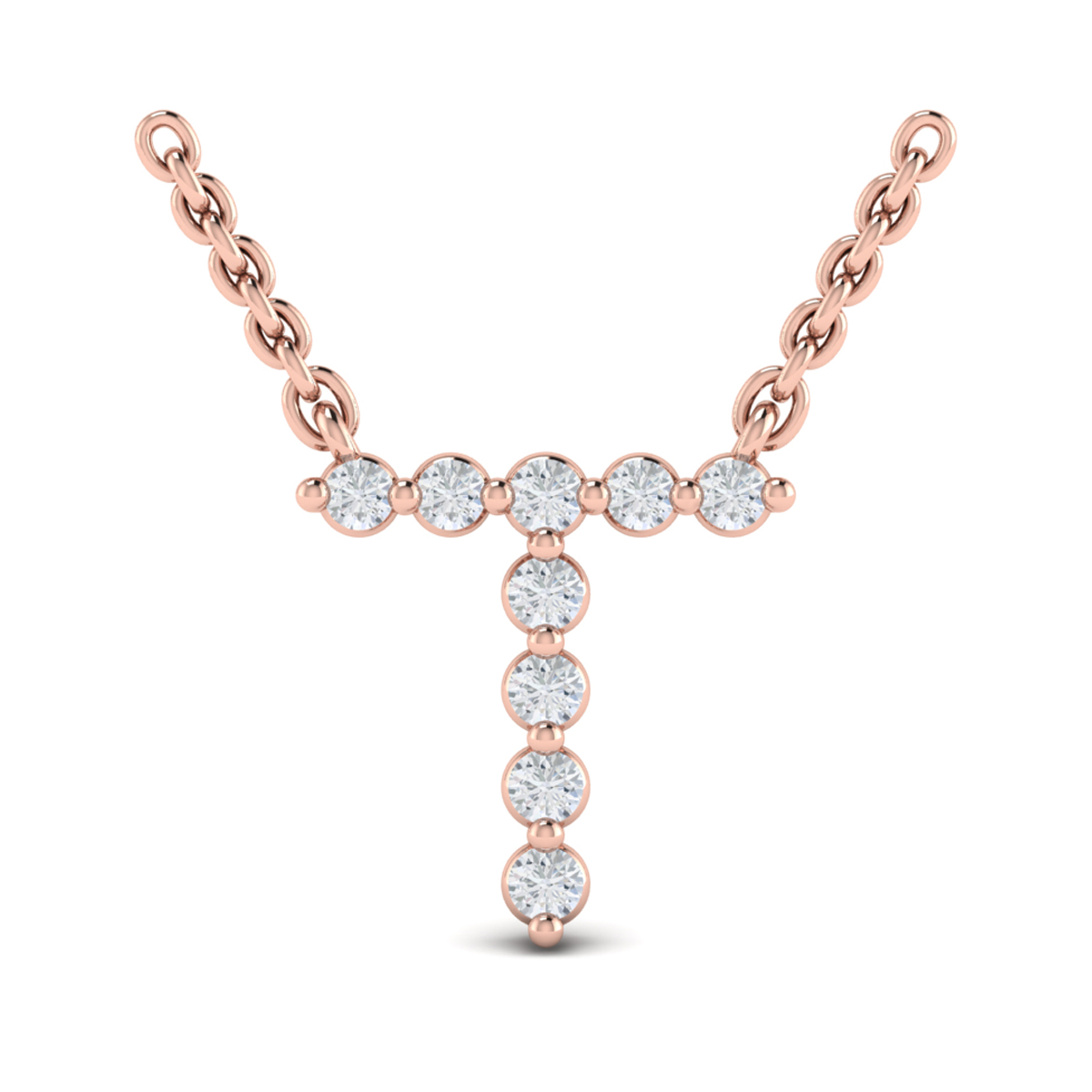 Diamond Alphabet Pendant Necklace, T