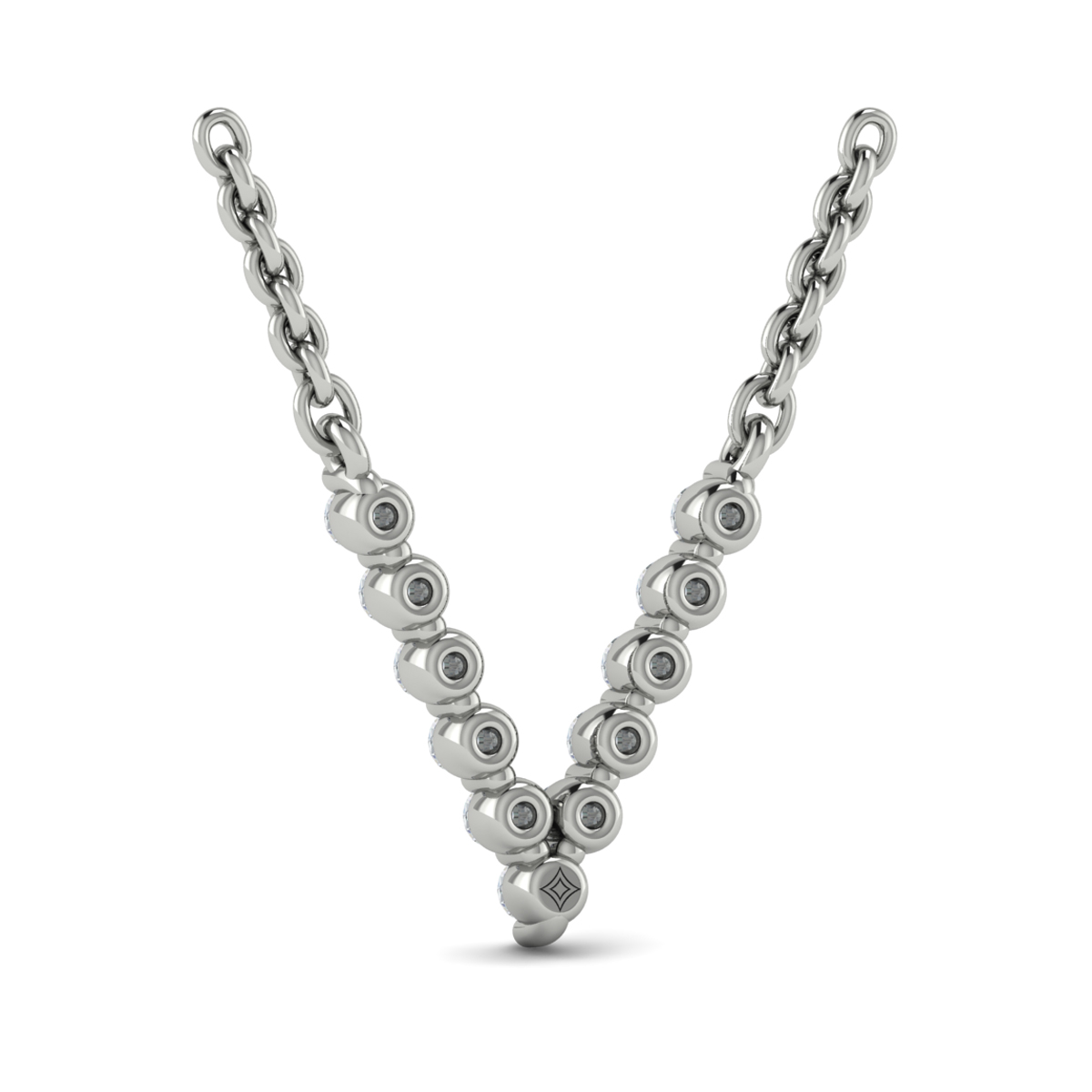 Diamond Alphabet Pendant Necklace, V