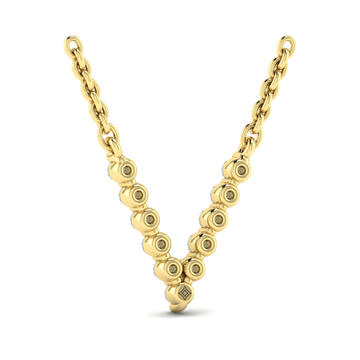 Diamond Alphabet Pendant Necklace, V