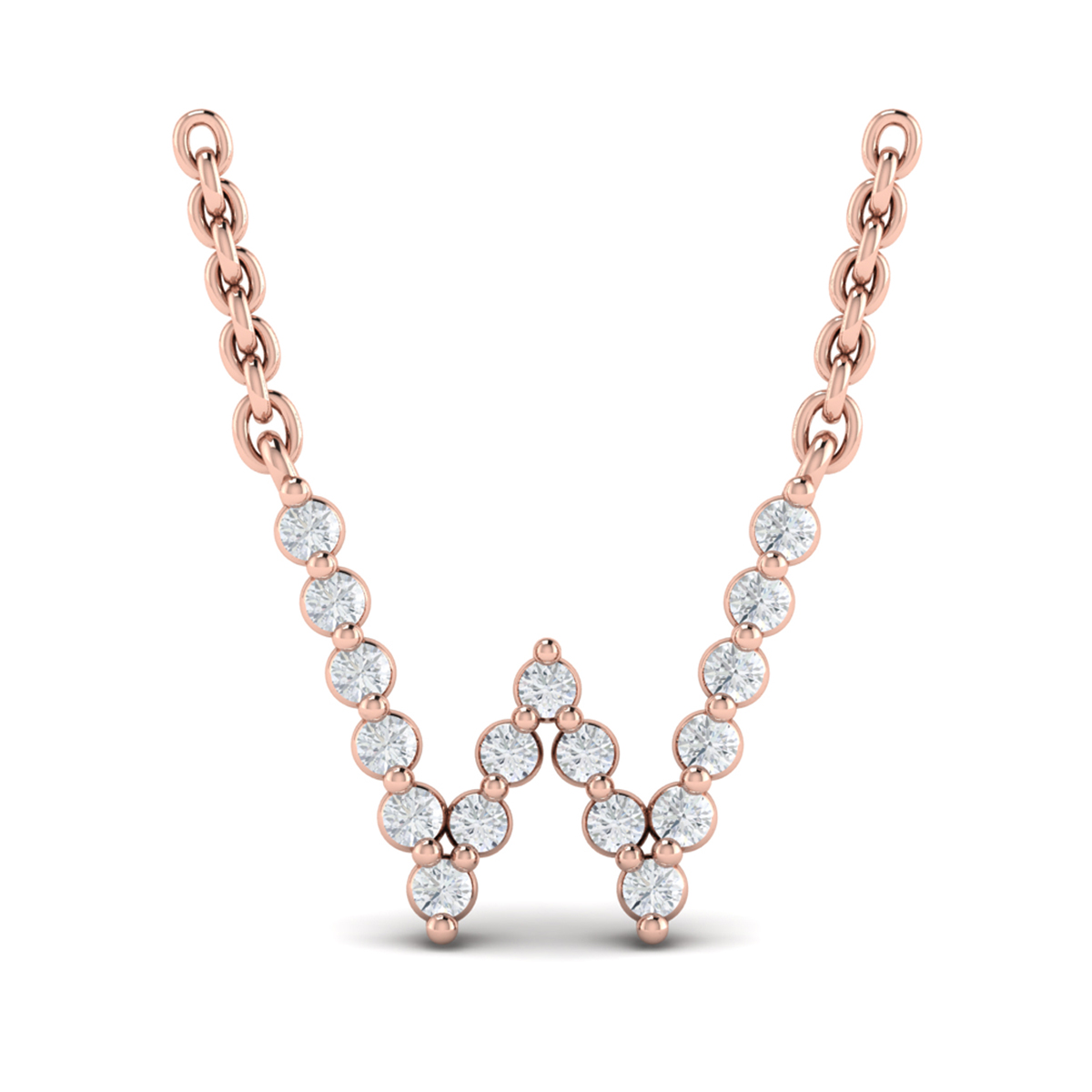 Diamond Alphabet Pendant Necklace, W