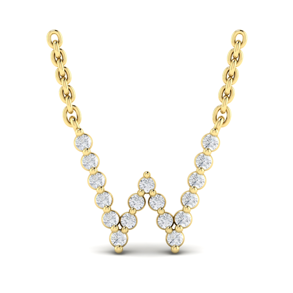 Diamond Alphabet Pendant Necklace, W