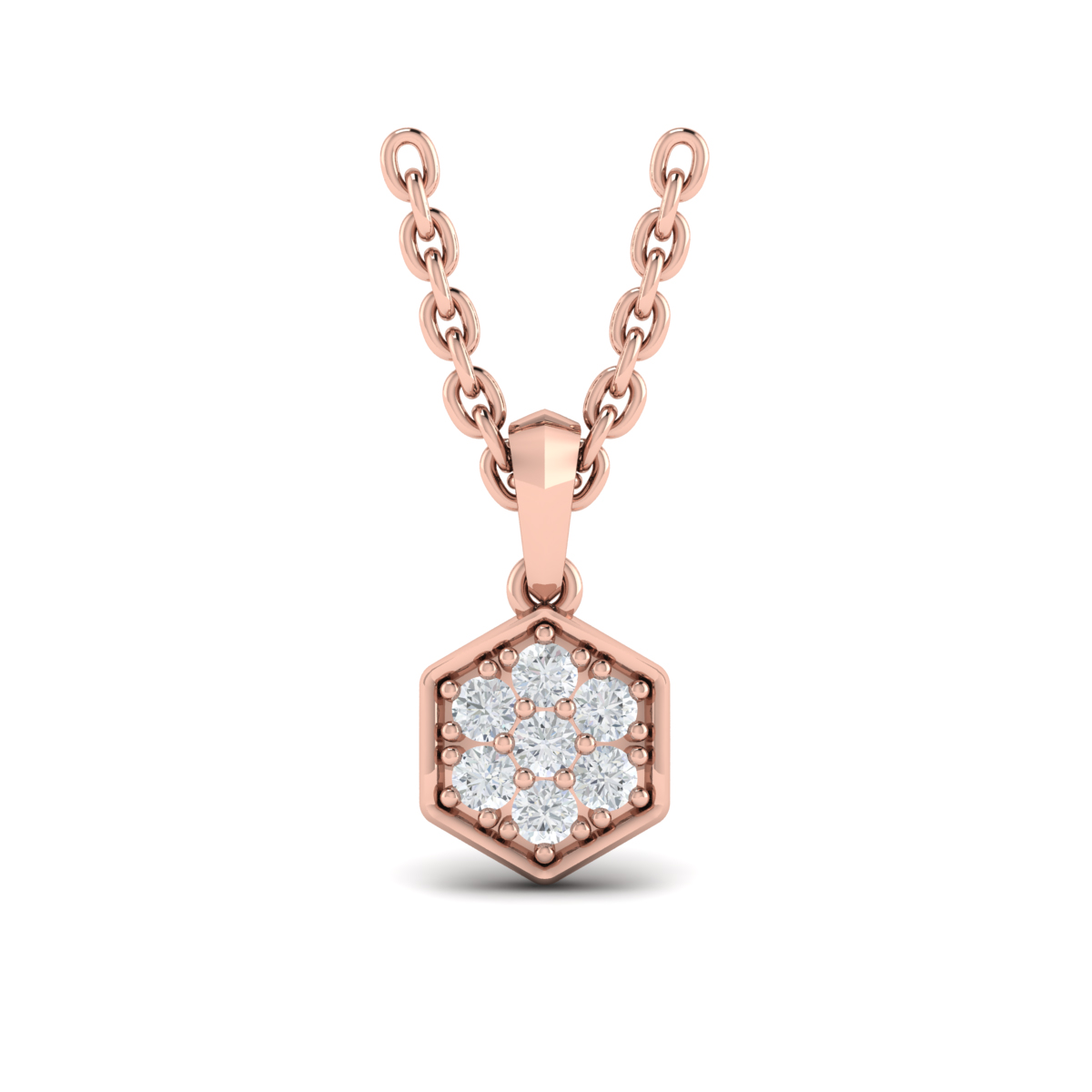 Diamond Cluster Honeycomb Pendant Necklace