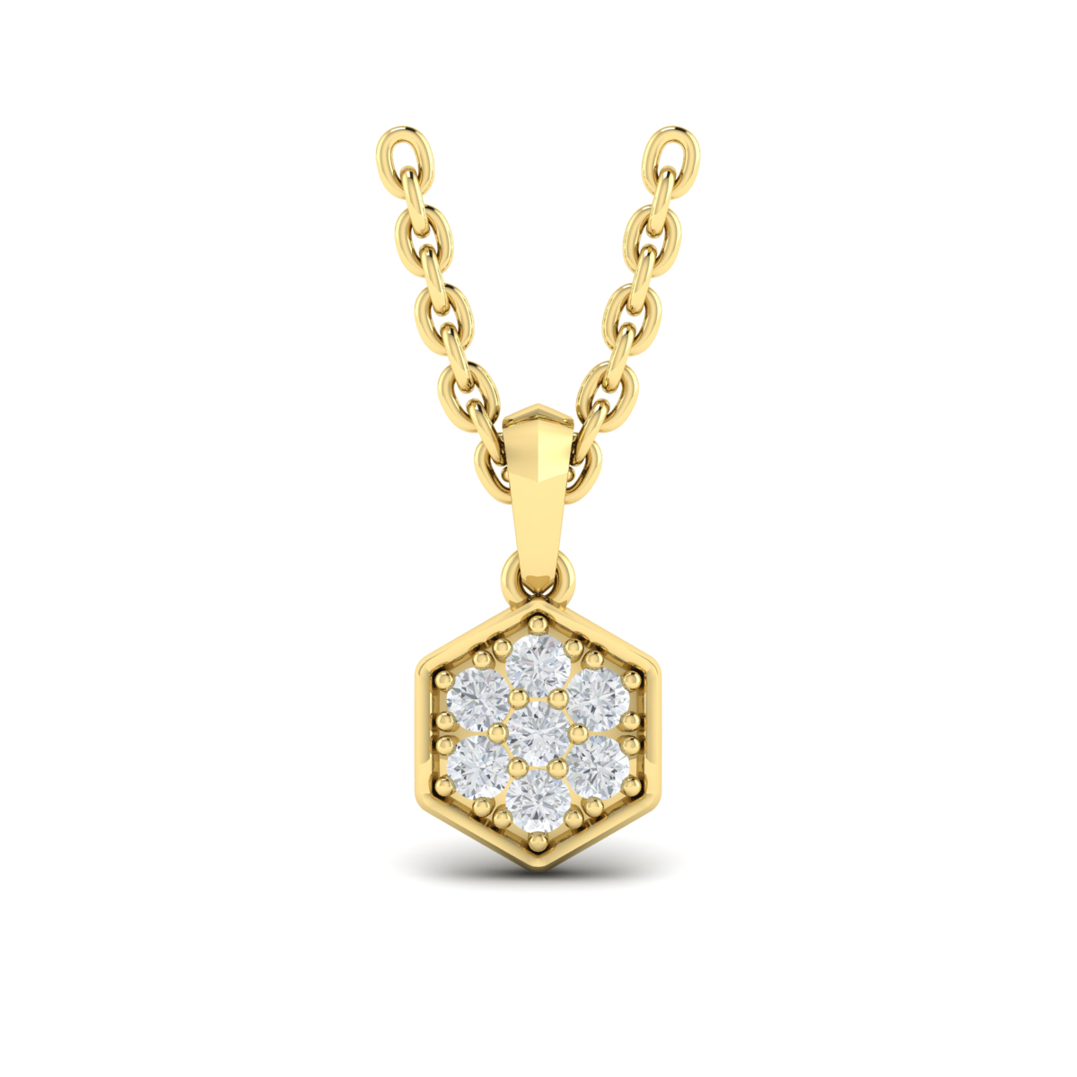Diamond Cluster Honeycomb Pendant Necklace