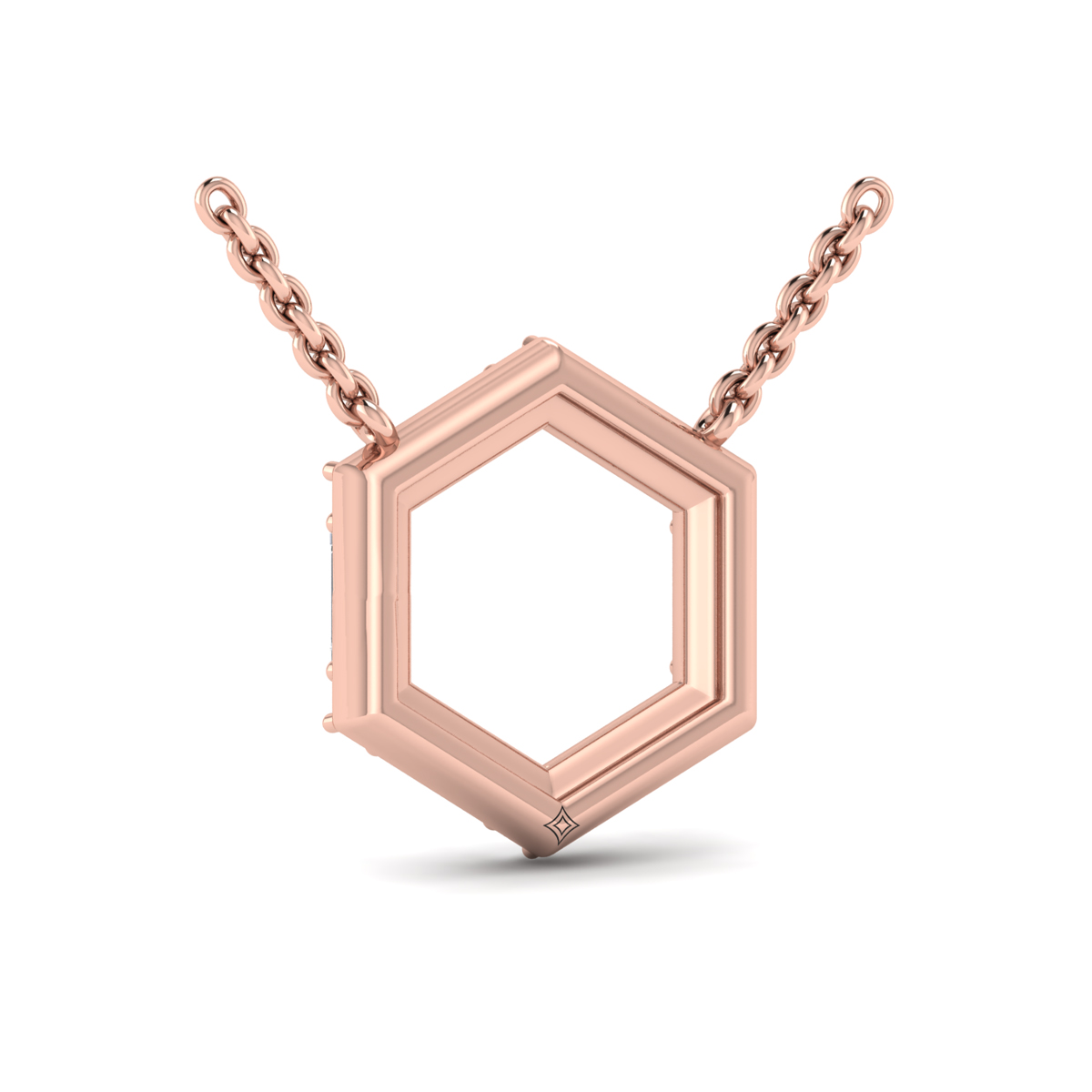 Diamond Baguette Open Honeycomb Pendant Necklace