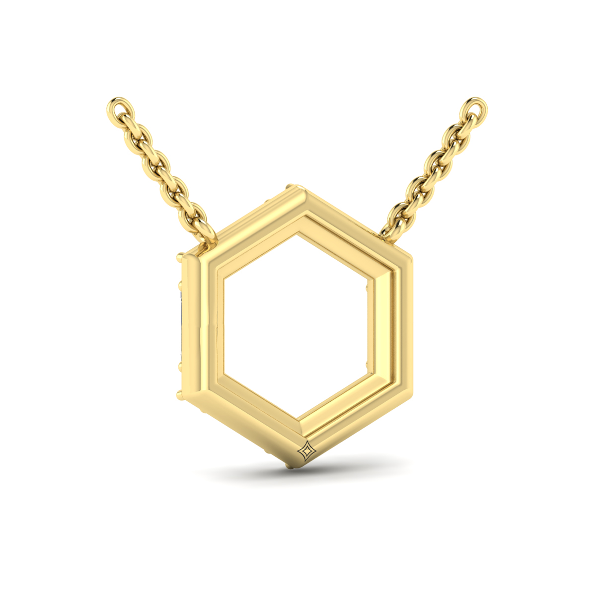 Diamond Baguette Open Honeycomb Pendant Necklace