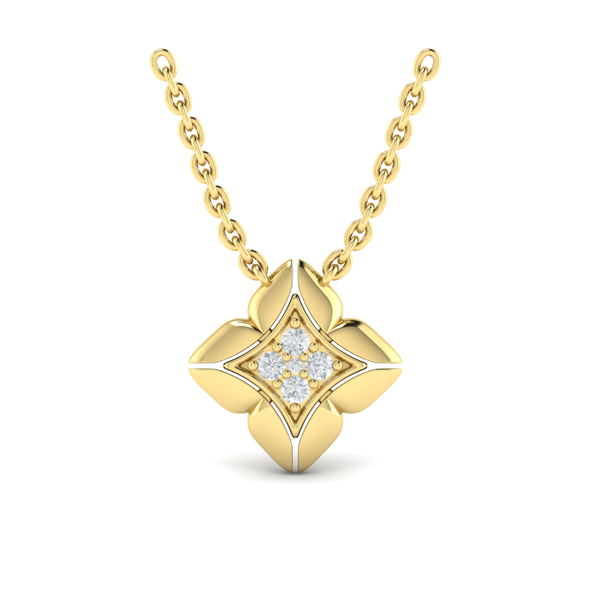 Diamond Vlora Star Floral Pendant Necklace