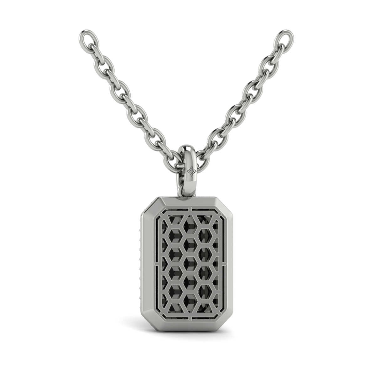Diamond Medallion Alphabet Pendant Link Necklace, L