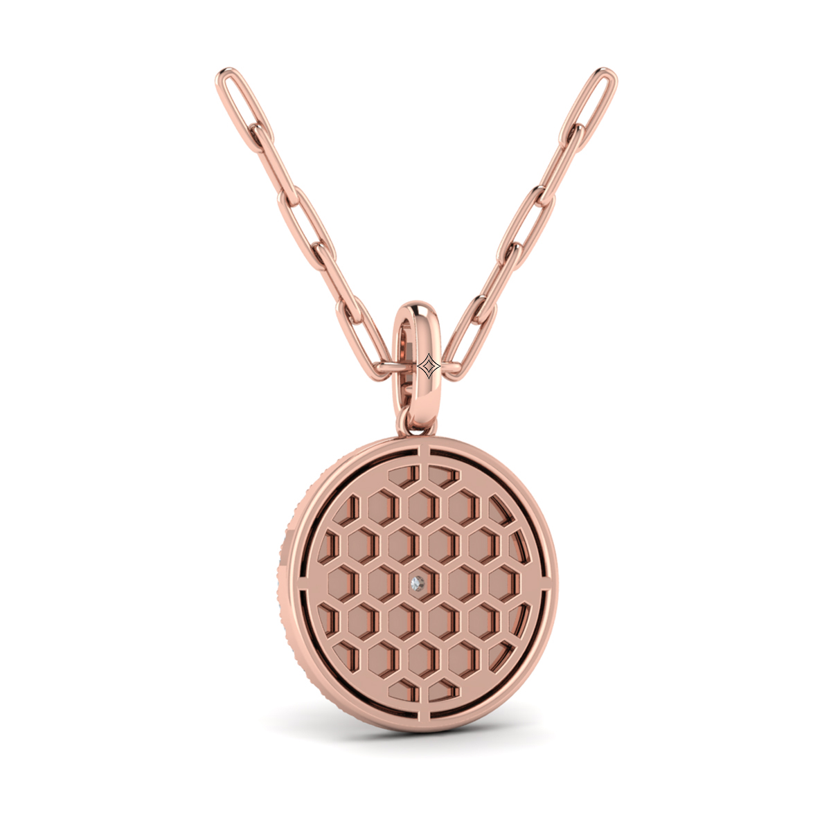 Center Starburst Diamond and Bezel Pendant Necklace