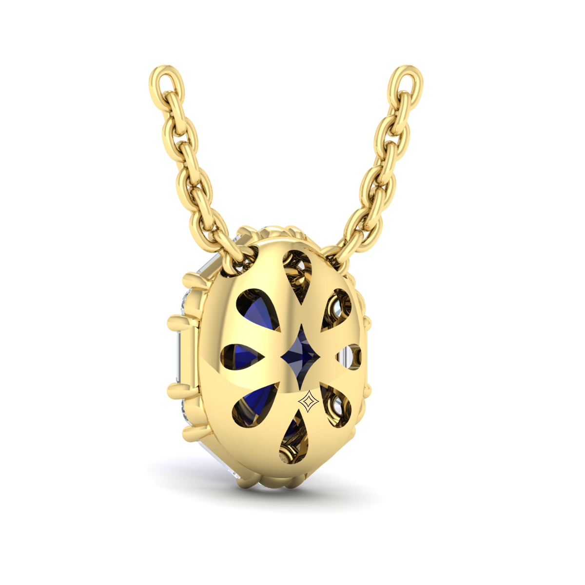 Oval Sapphire and Diamond Baguette Pendant