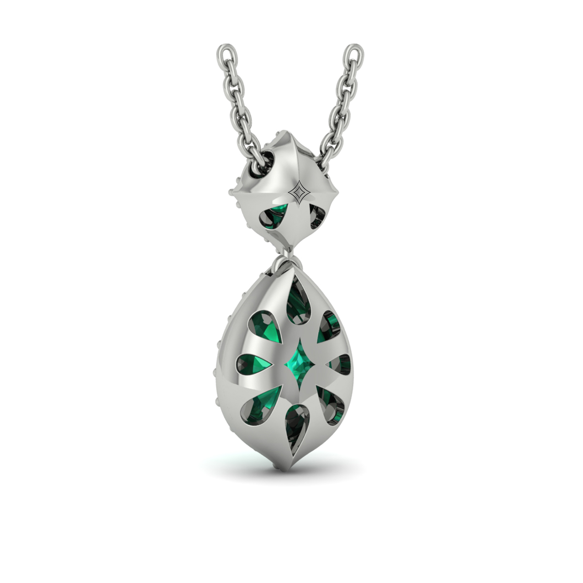 Tear Drop Emerald and Diamond Pendant