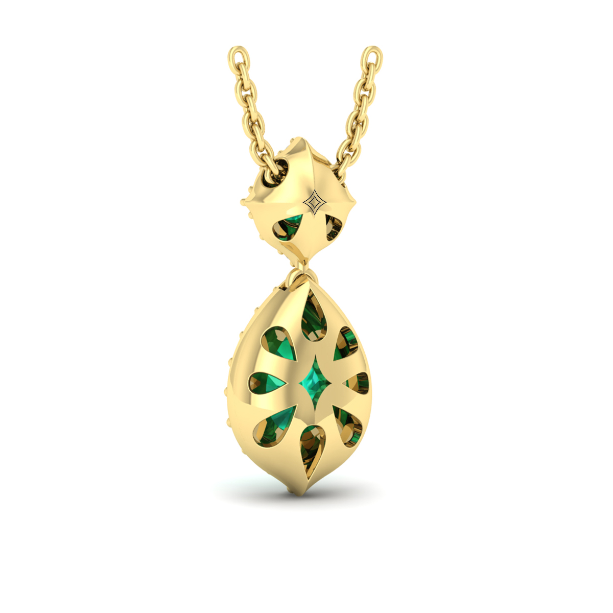 Tear Drop Emerald and Diamond Pendant