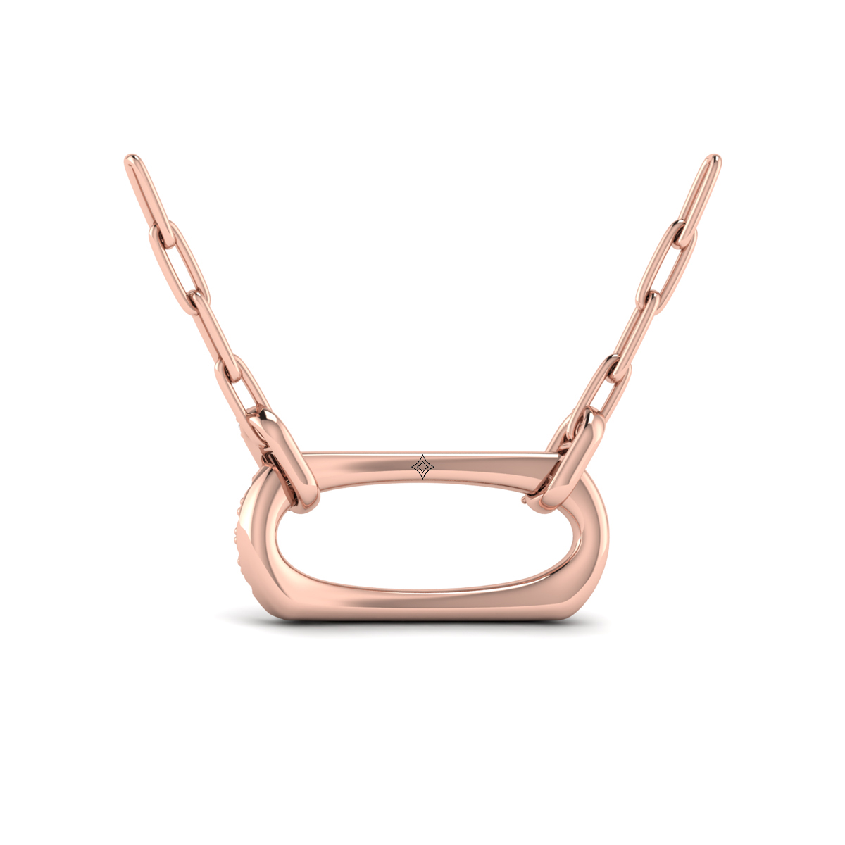 Diamond Accent East West Open Oval Pendant with Link Necklace