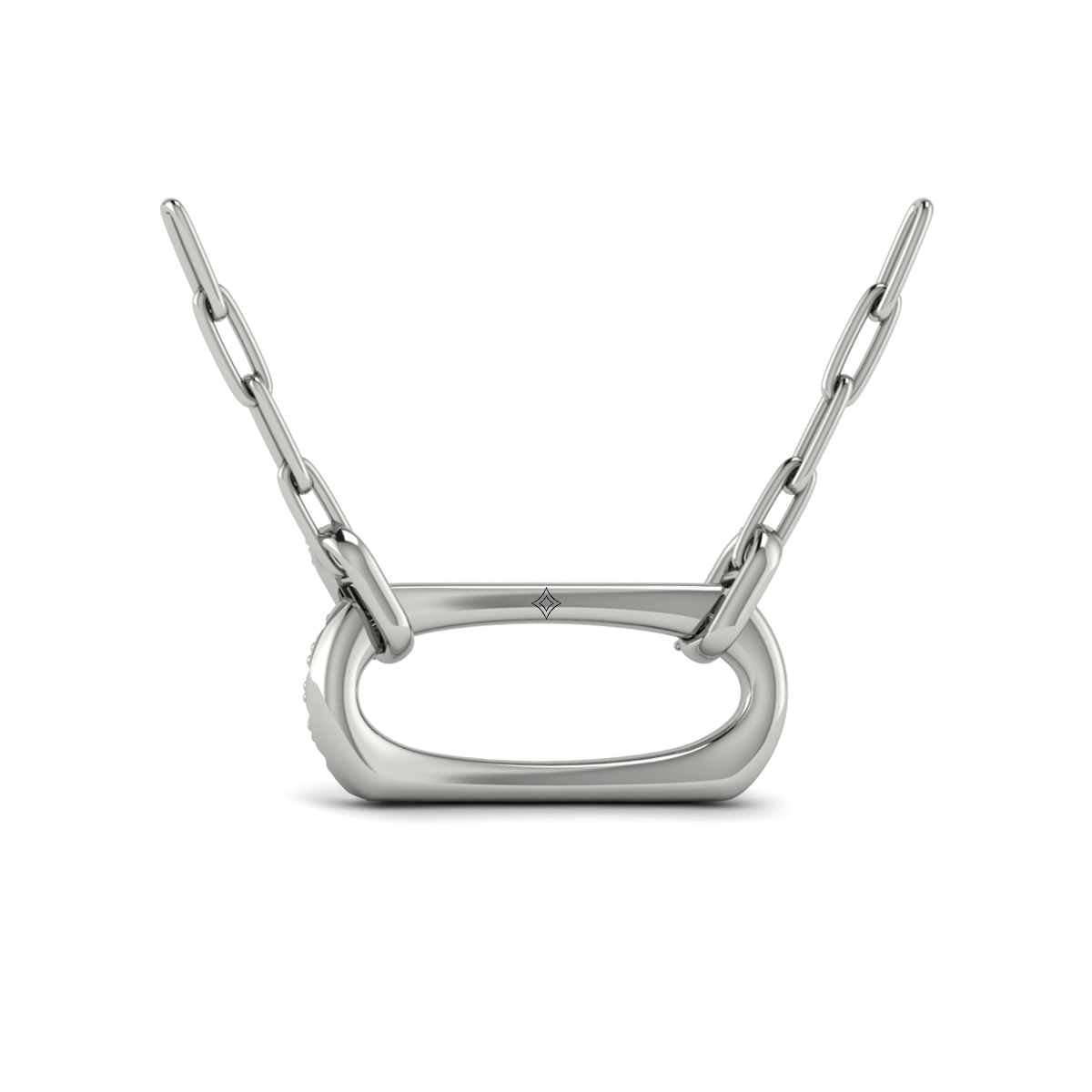 Diamond Accent East West Open Oval Pendant with Link Necklace