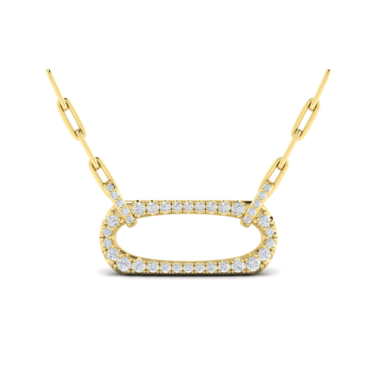 Diamond Accent East West Open Oval Pendant with Link Necklace