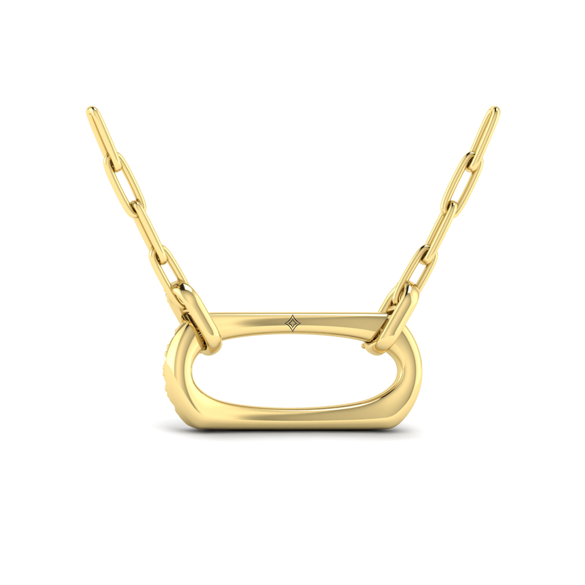 Diamond Accent East West Open Oval Pendant with Link Necklace