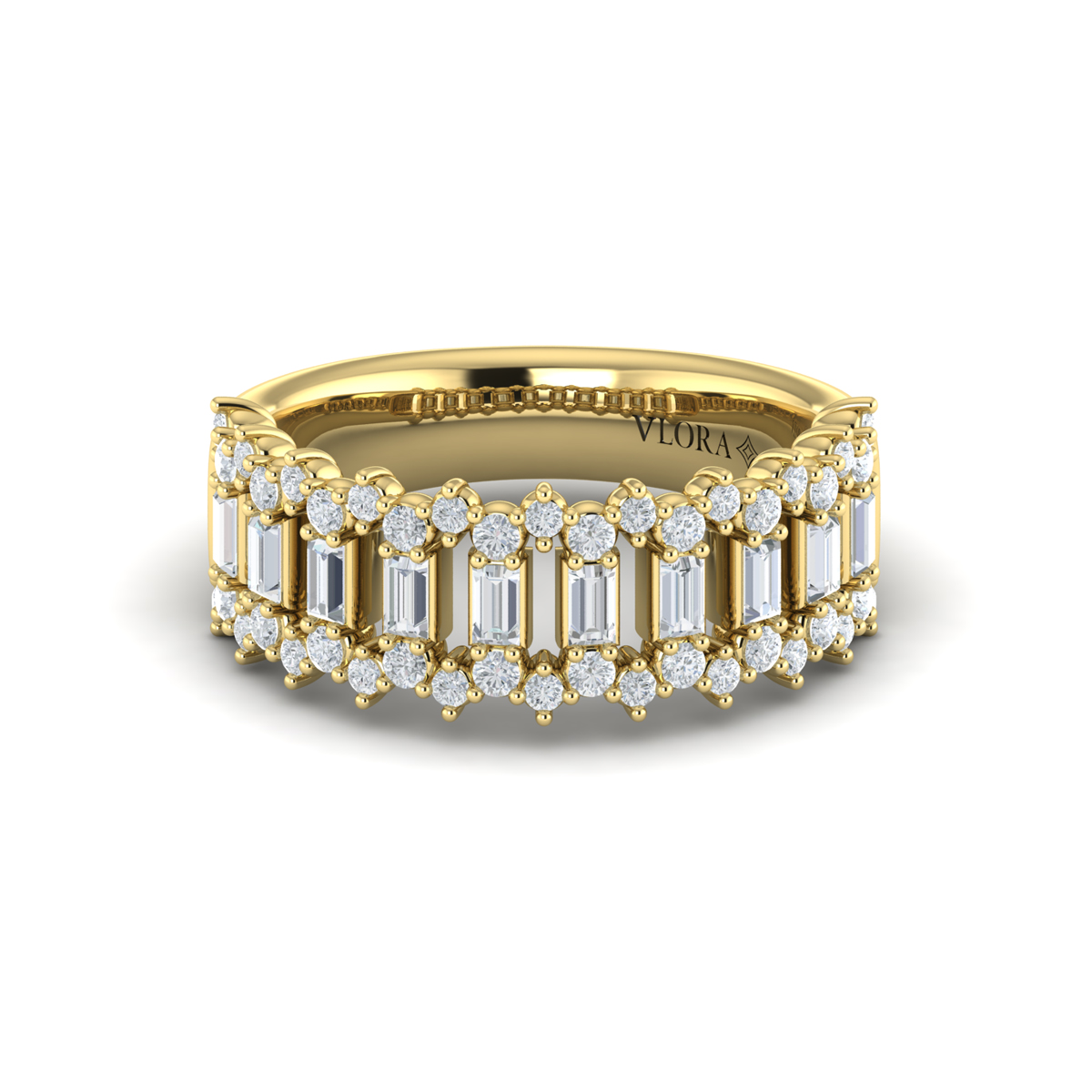 Diamond Baguette and Round Diamond Regal Ring