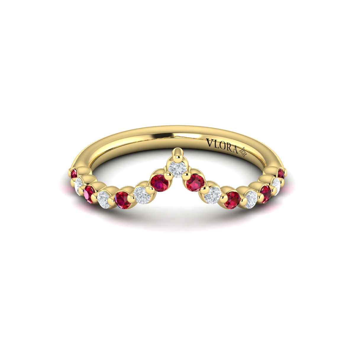Diamond and Ruby Chevron Ring