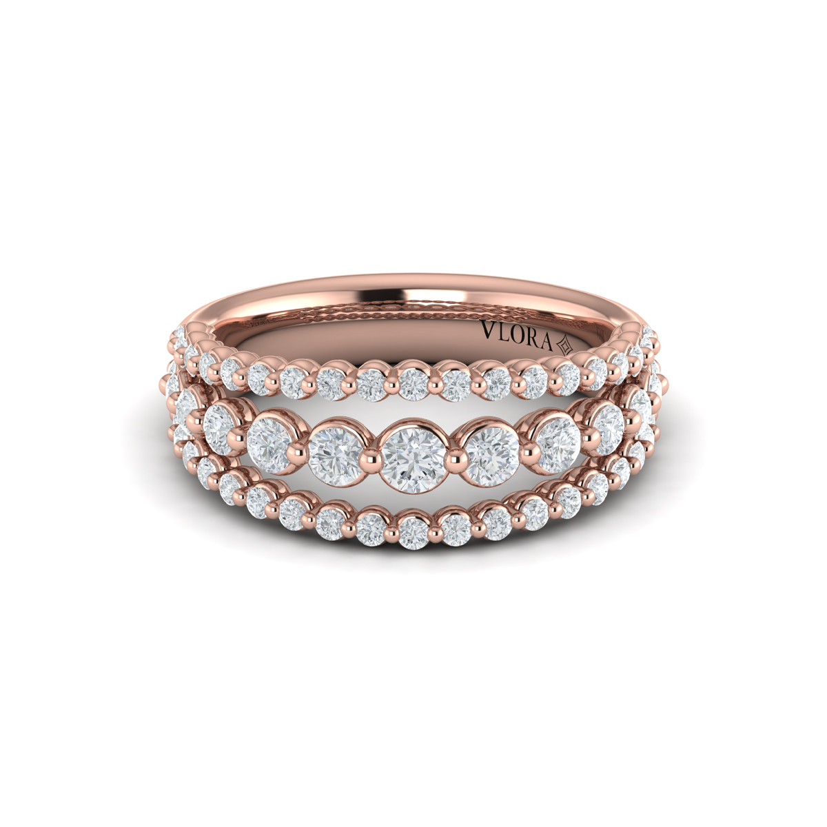 Diamond Three Row Ring