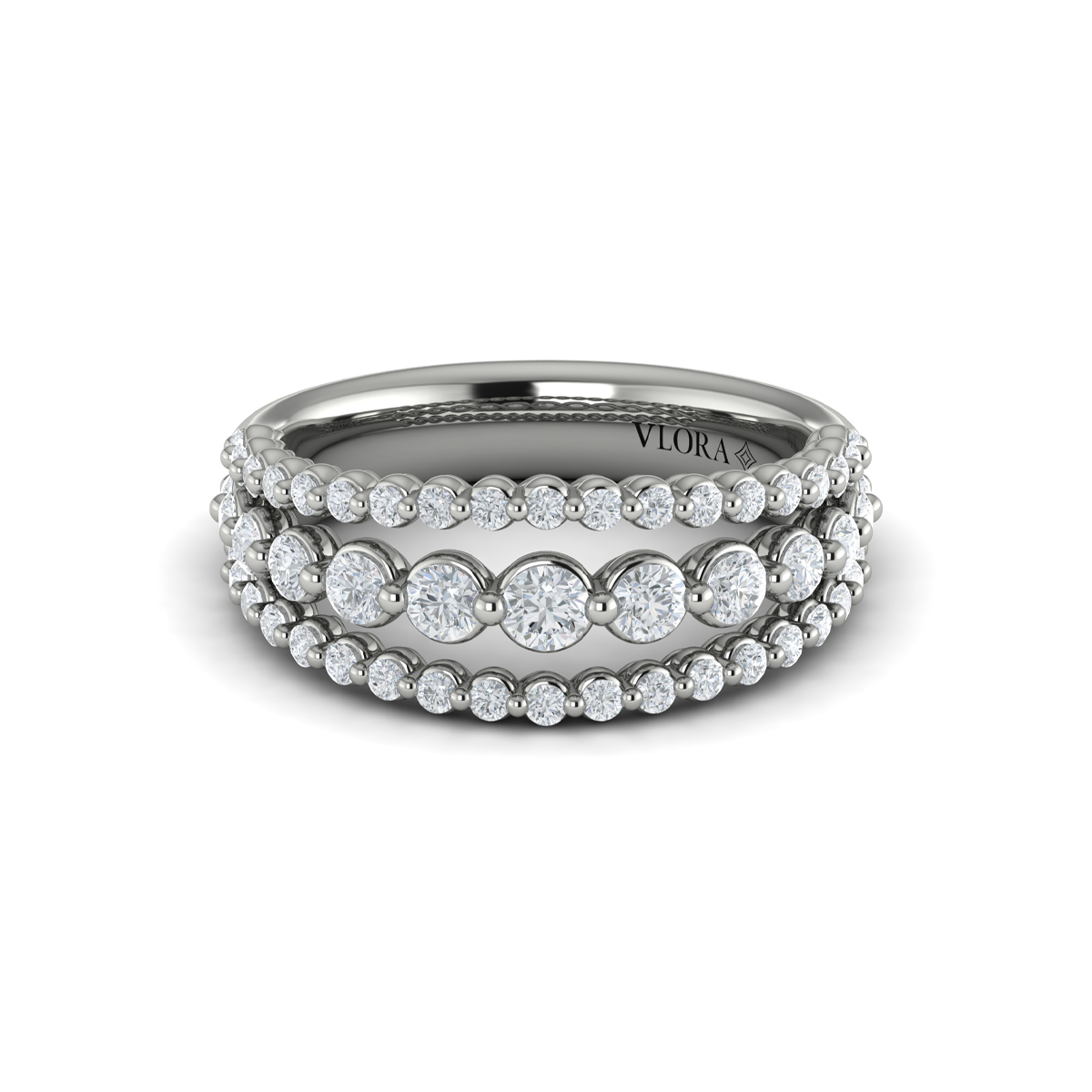 Diamond Three Row Ring