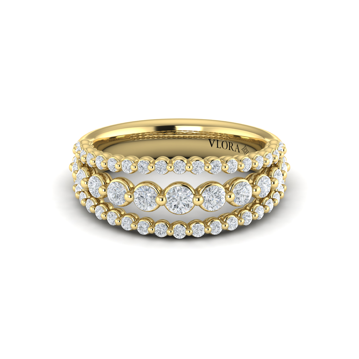Diamond Three Row Ring