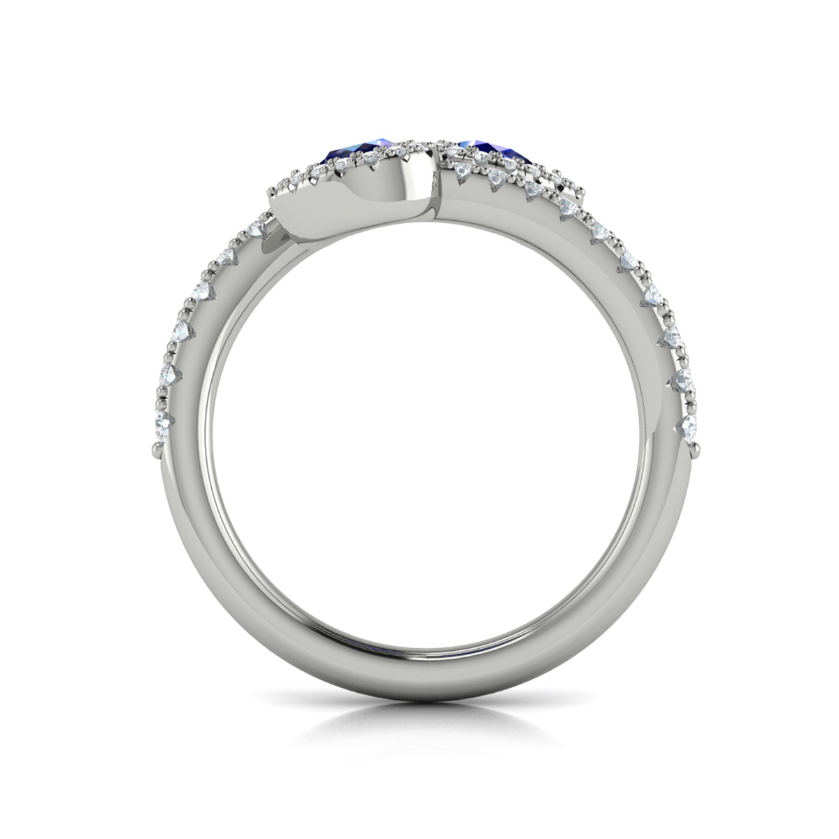 Diamond Wrapped Pear Blue Sapphire Ring