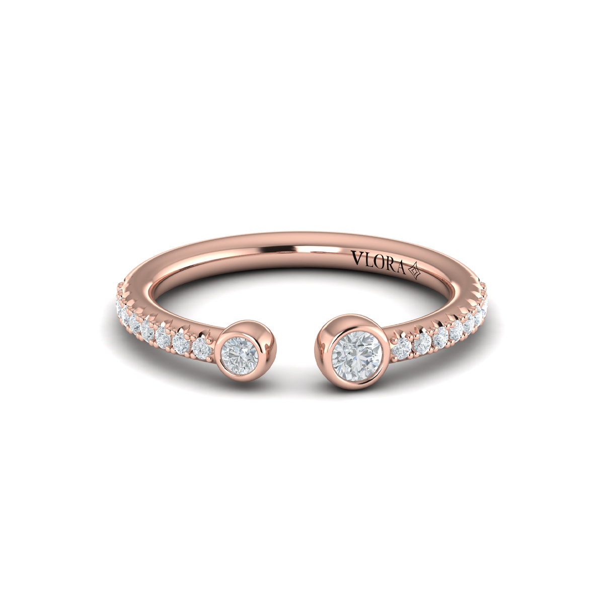 Graduating Diamond Open Ring