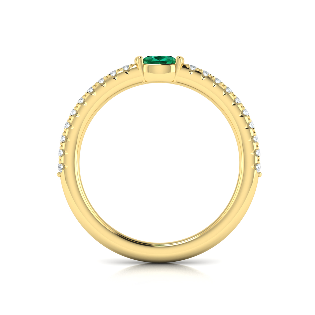 Diamond and Oval Emerald Centerstone Ring