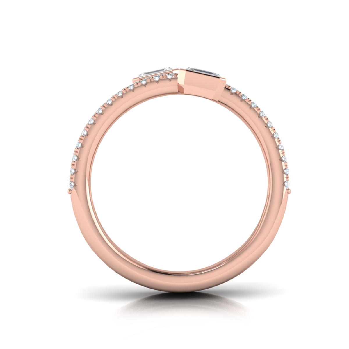Diamond Three Row Diamond Baguette Wrap Ring