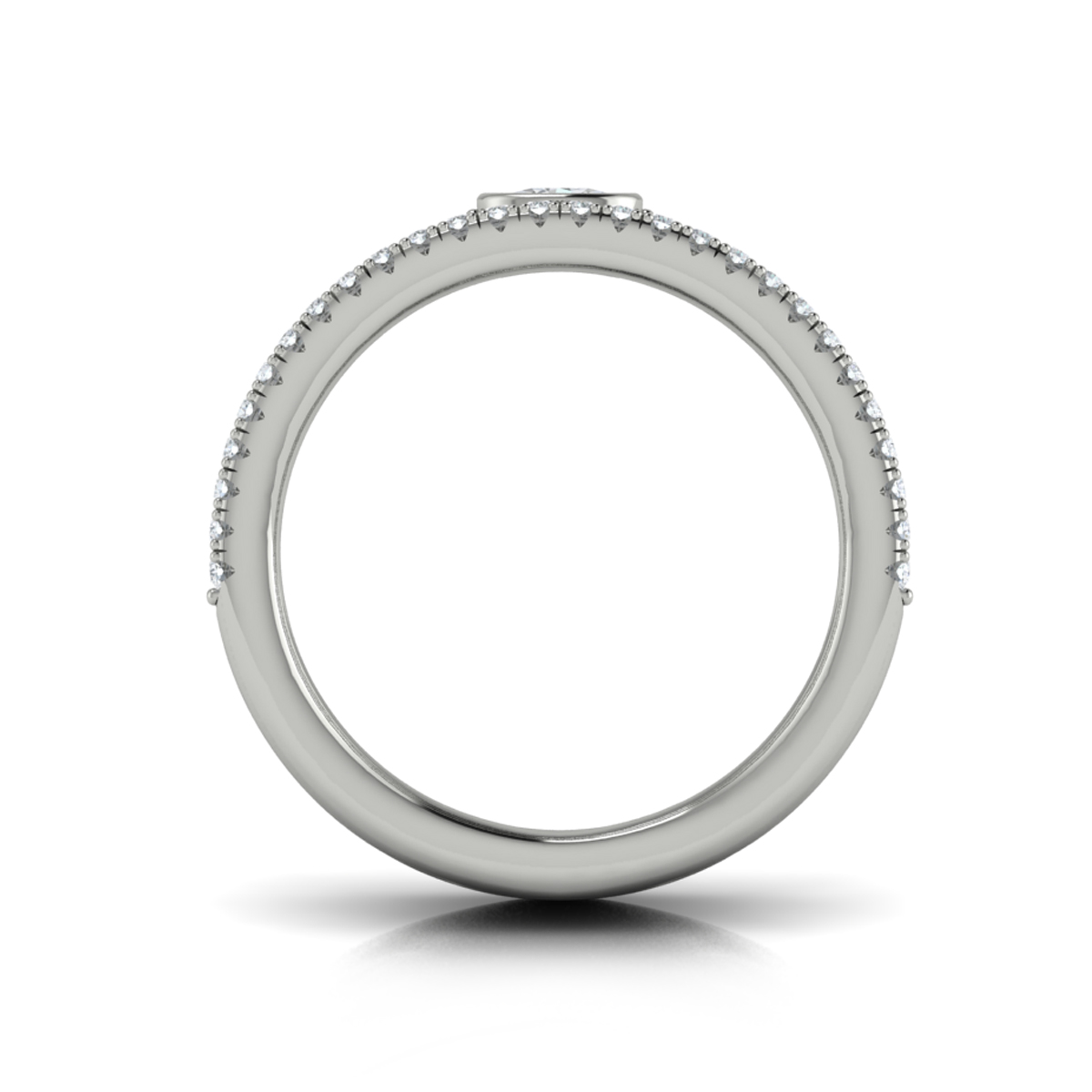 Diamond Open Three Row and Oval Centerstone Ring