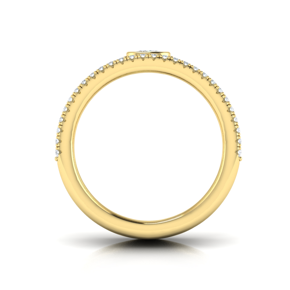 Diamond Open Three Row and Oval Centerstone Ring