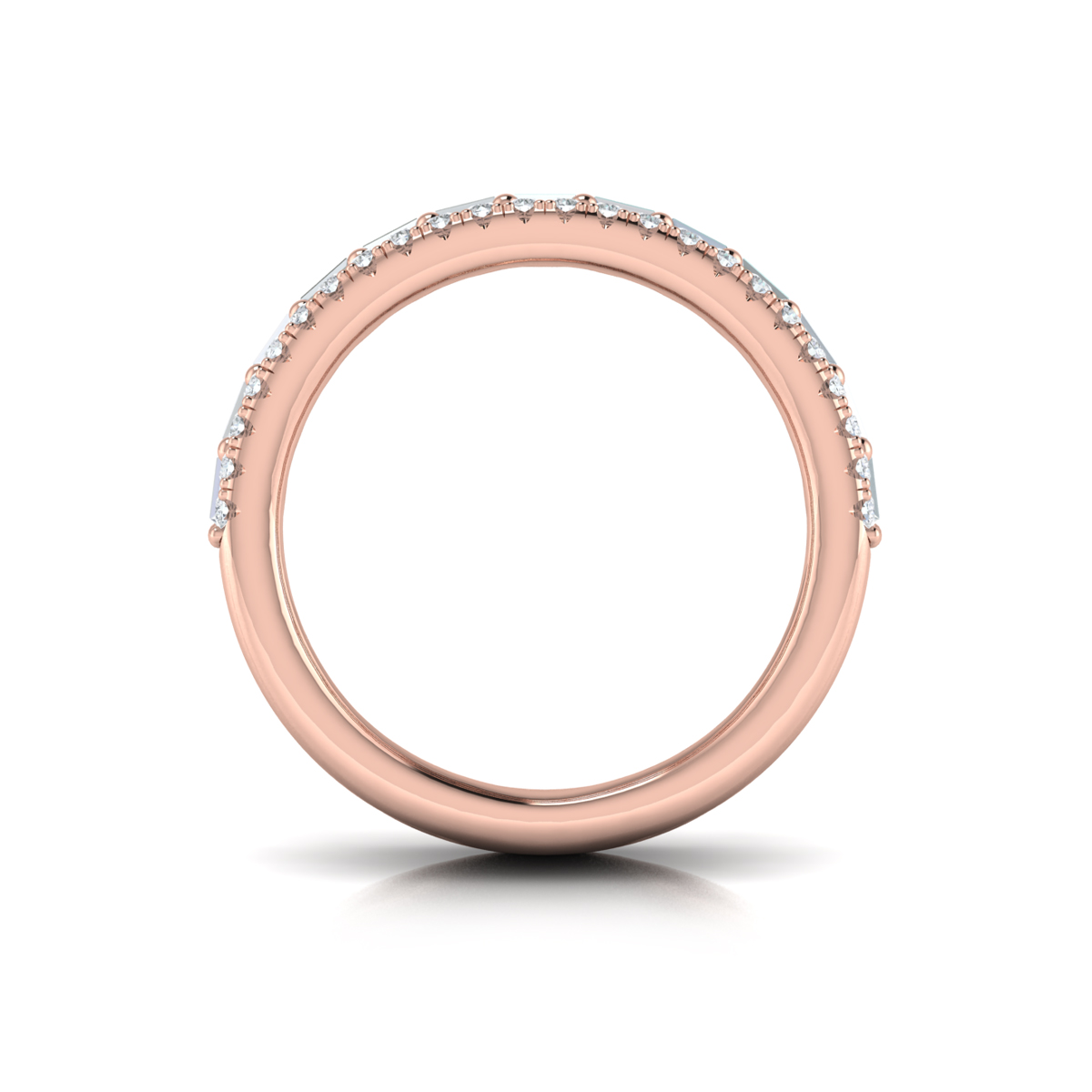 Diamond Open Three Row and Diamond Baguettes Ring