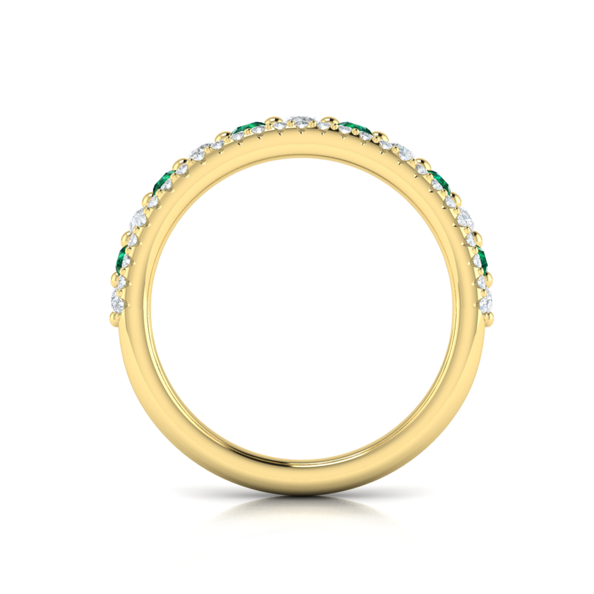 Diamond and Emerald Two Row Ring