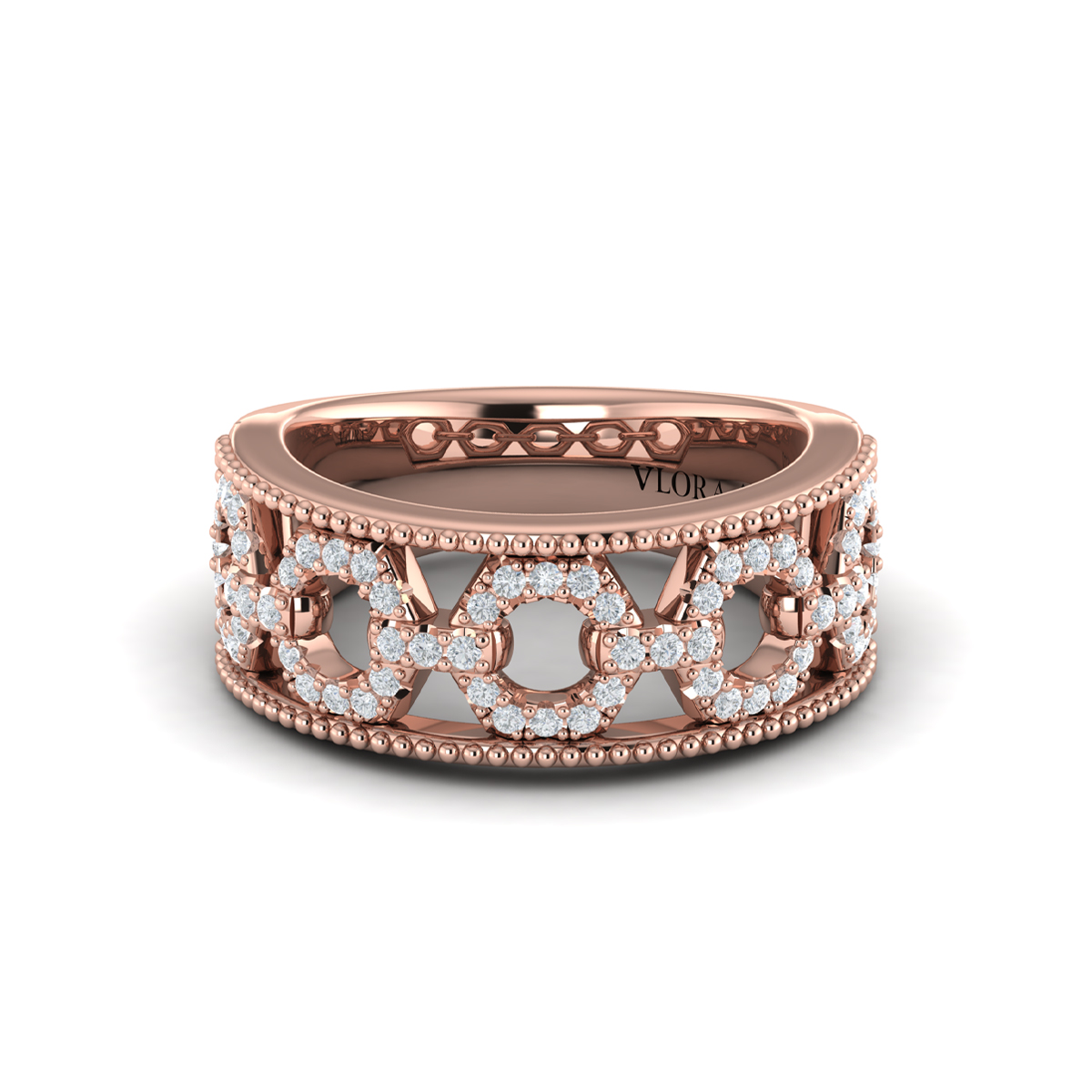 Diamond Open Honeycomb Link Ring