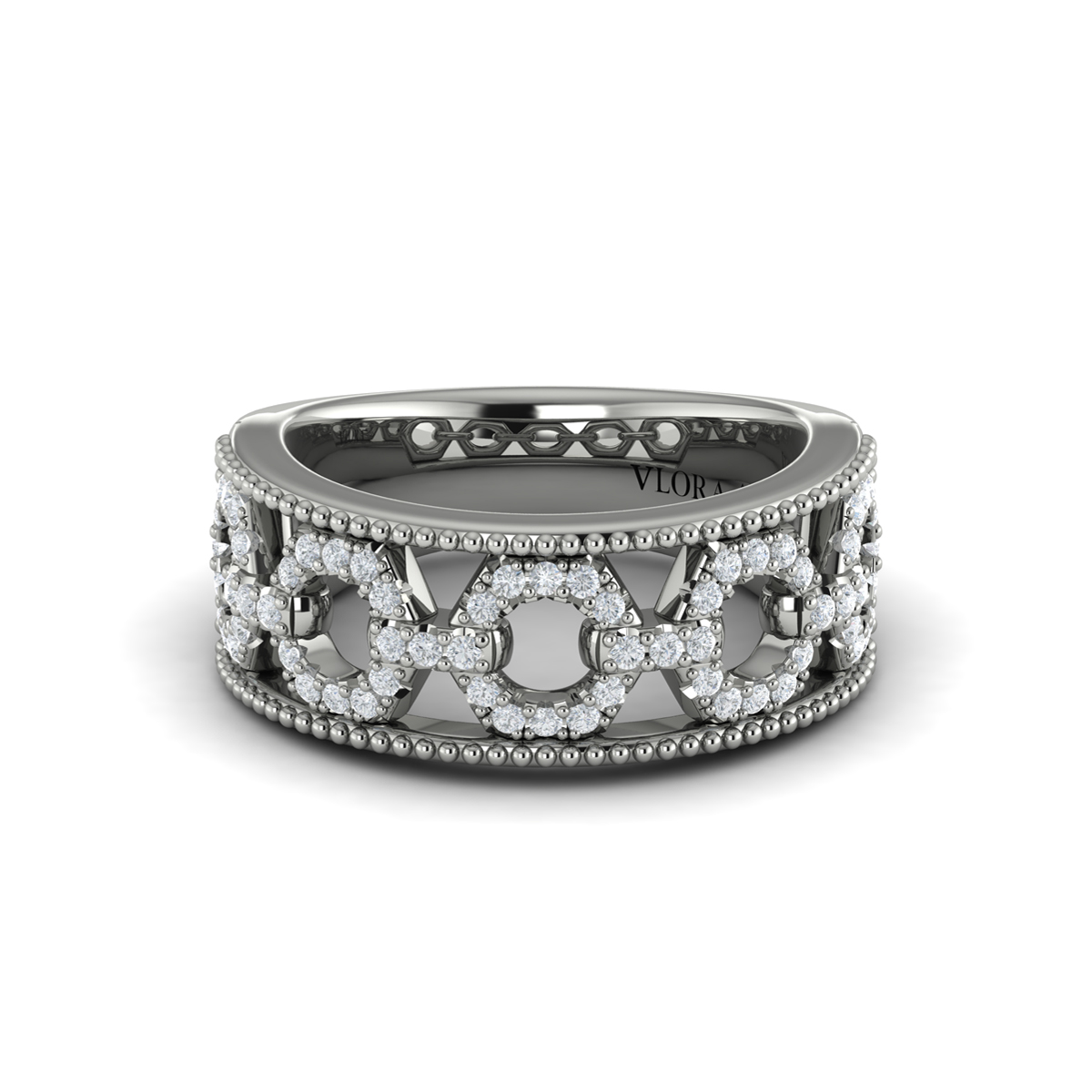 Diamond Open Honeycomb Link Ring