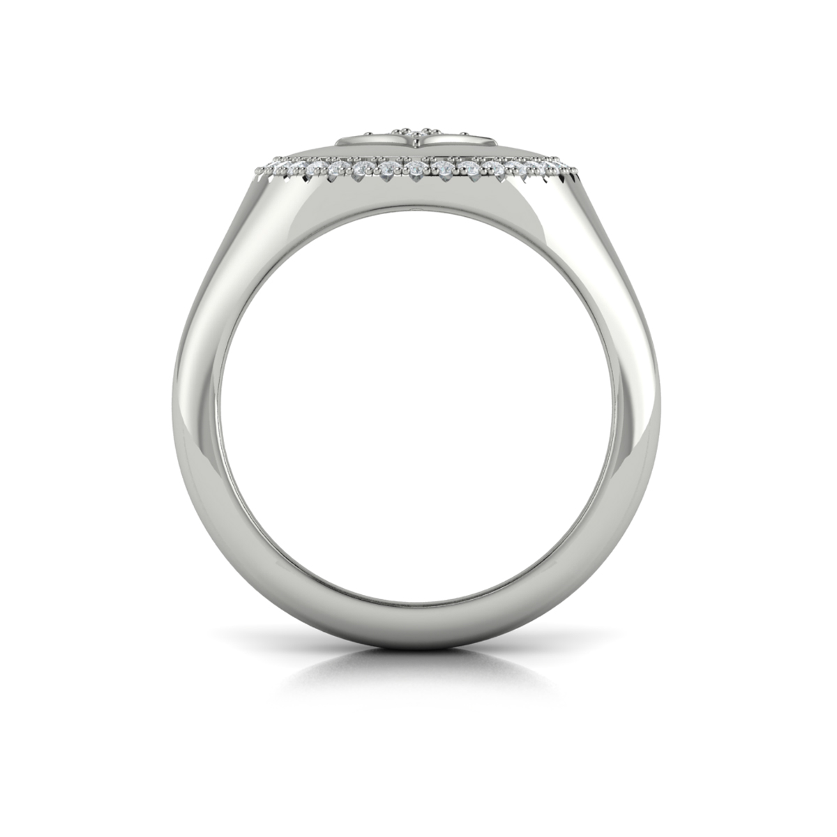 Center Star Diamonds and Bezel Signet Ring