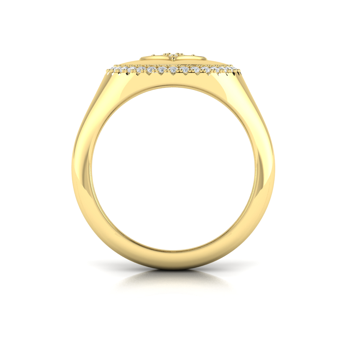 Center Star Diamonds and Bezel Signet Ring
