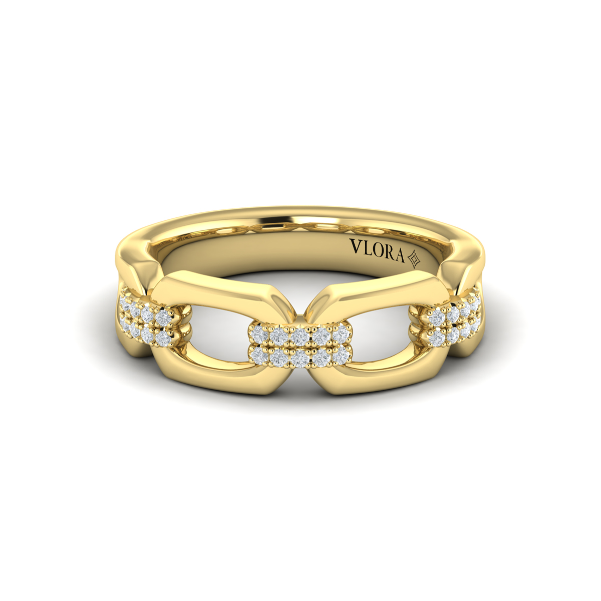 Diamond Accent East West Open Oval Link Ring