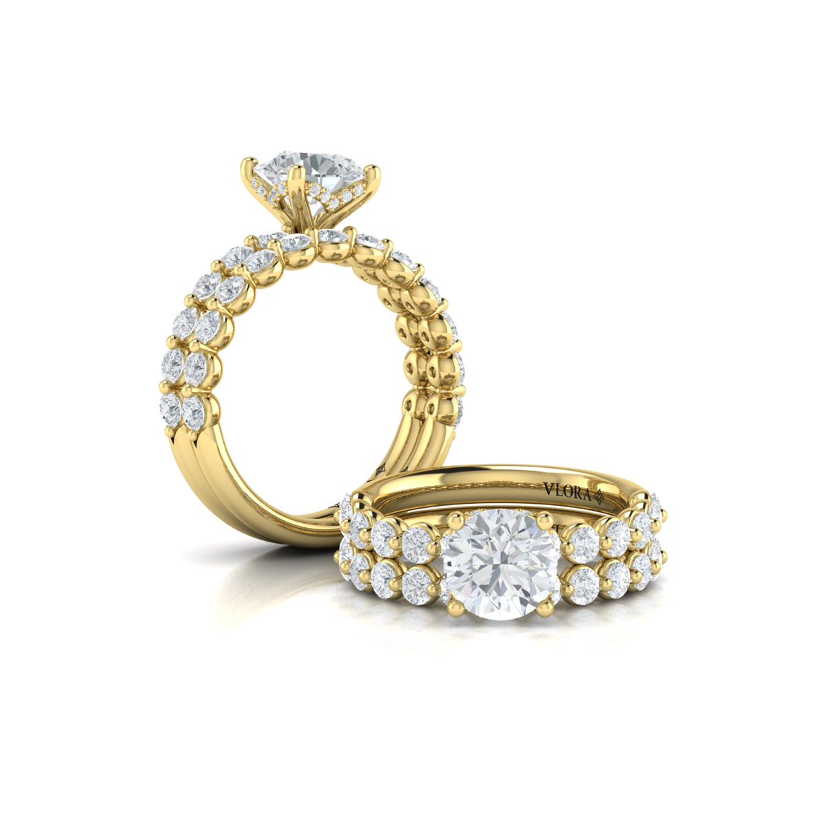 Classic Round Engagement Ring with Floating Diamond Band