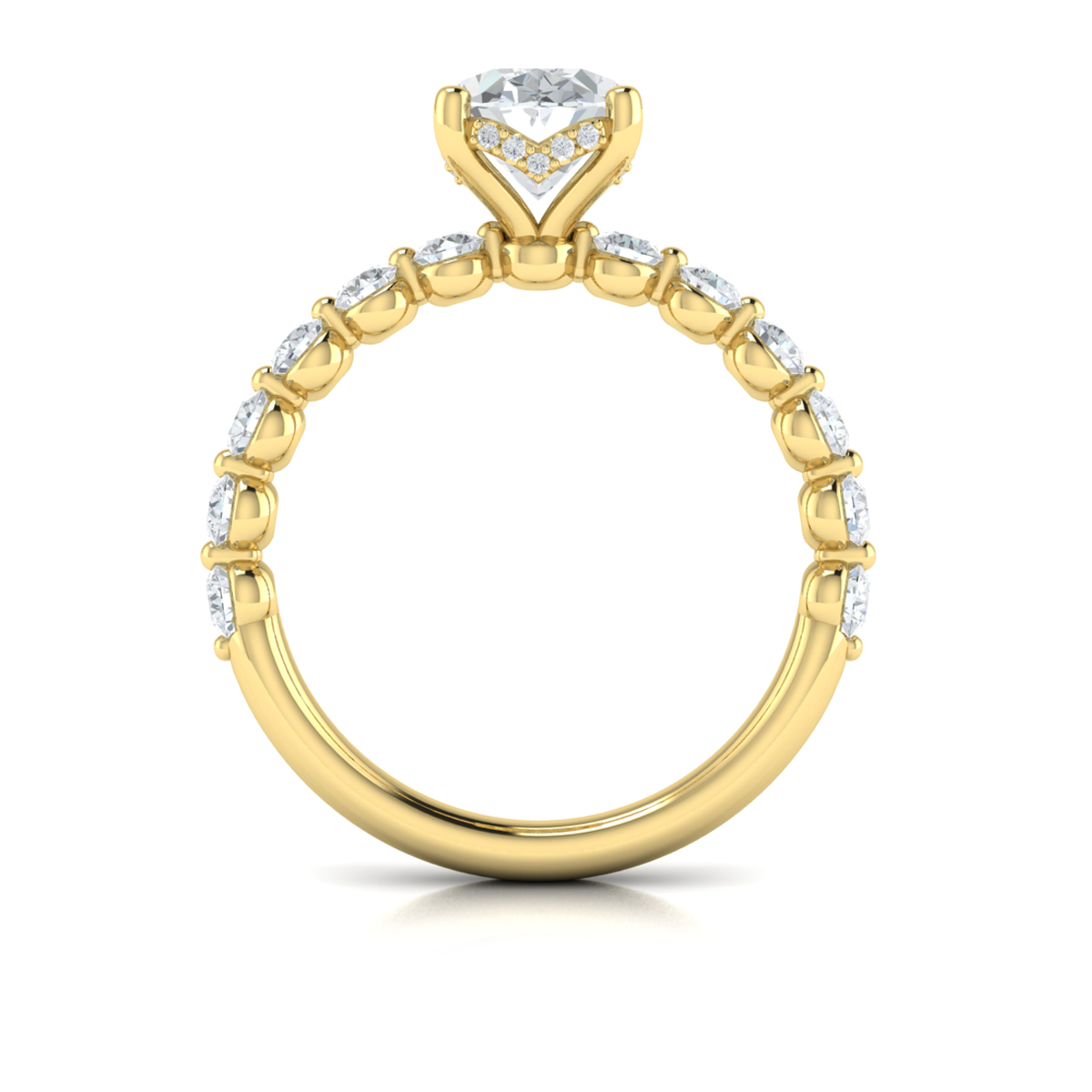 Classic Oval Engagement Ring with Floating Diamond Band