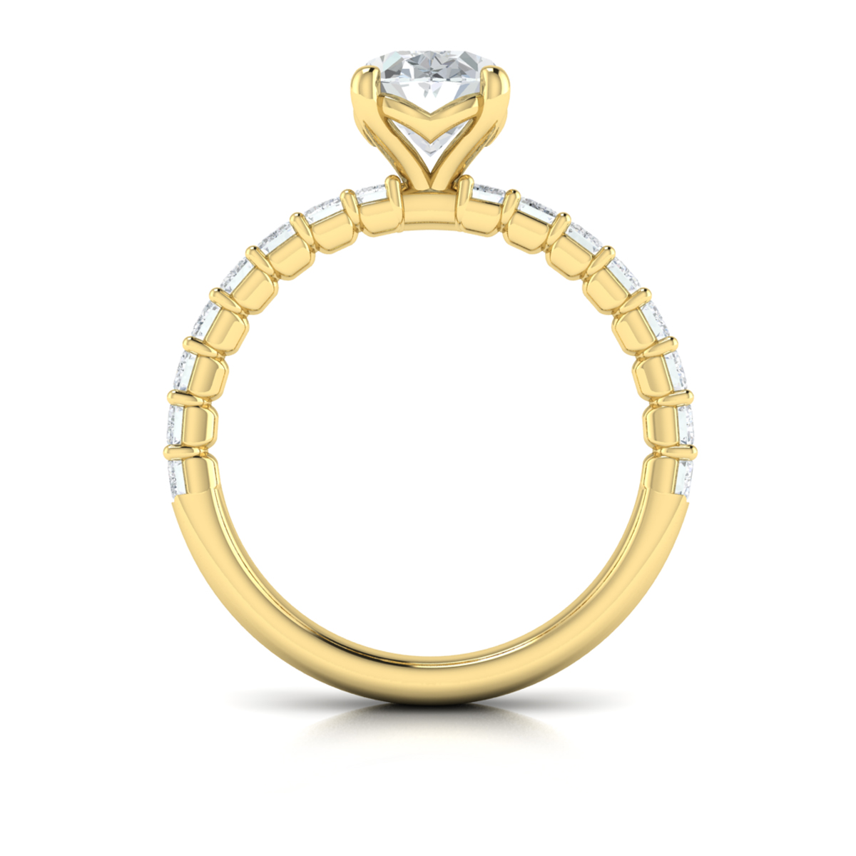 Eterna Oval Engagement Ring with Emerald Cut Band