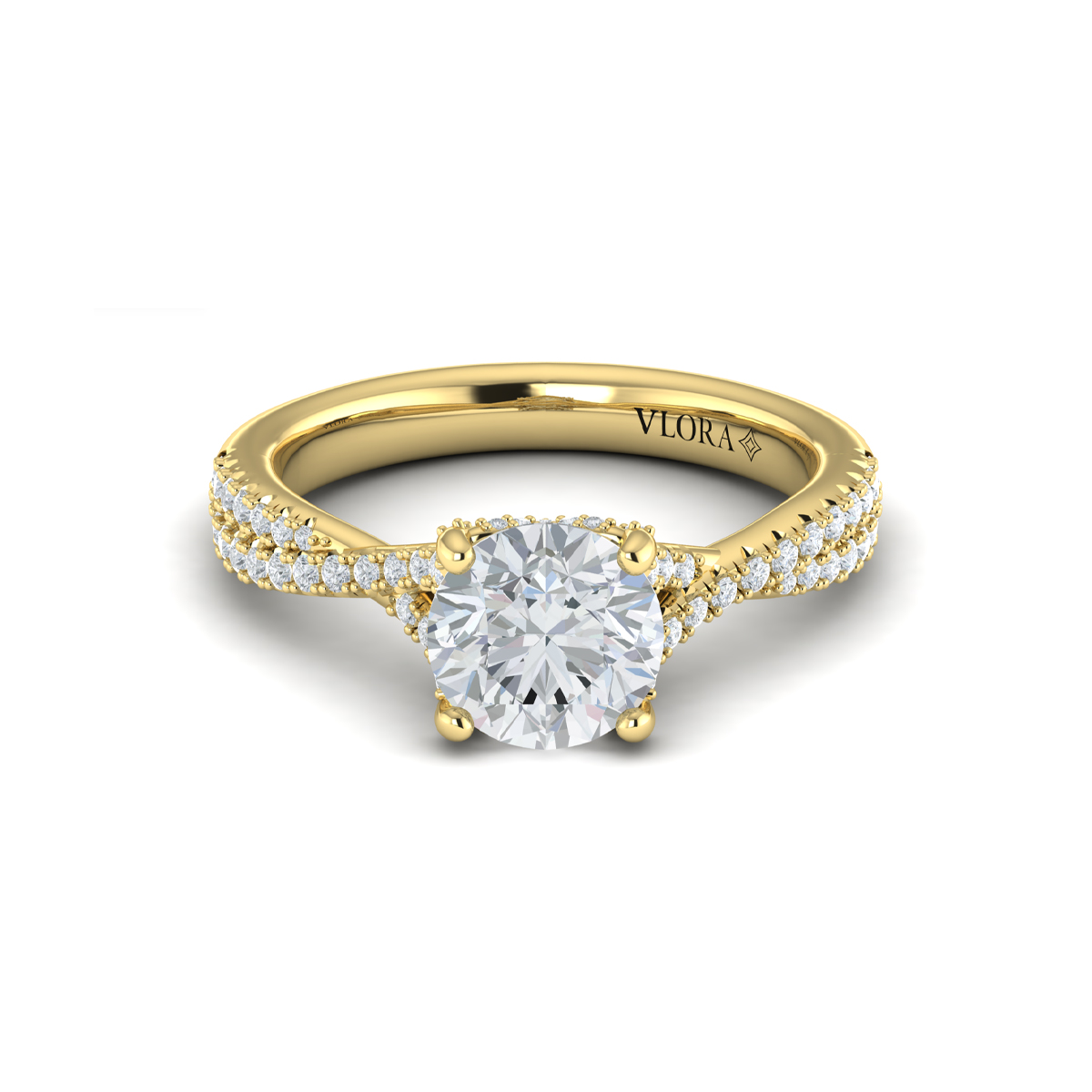 Woven Pave Round Diamond Engagement Ring
