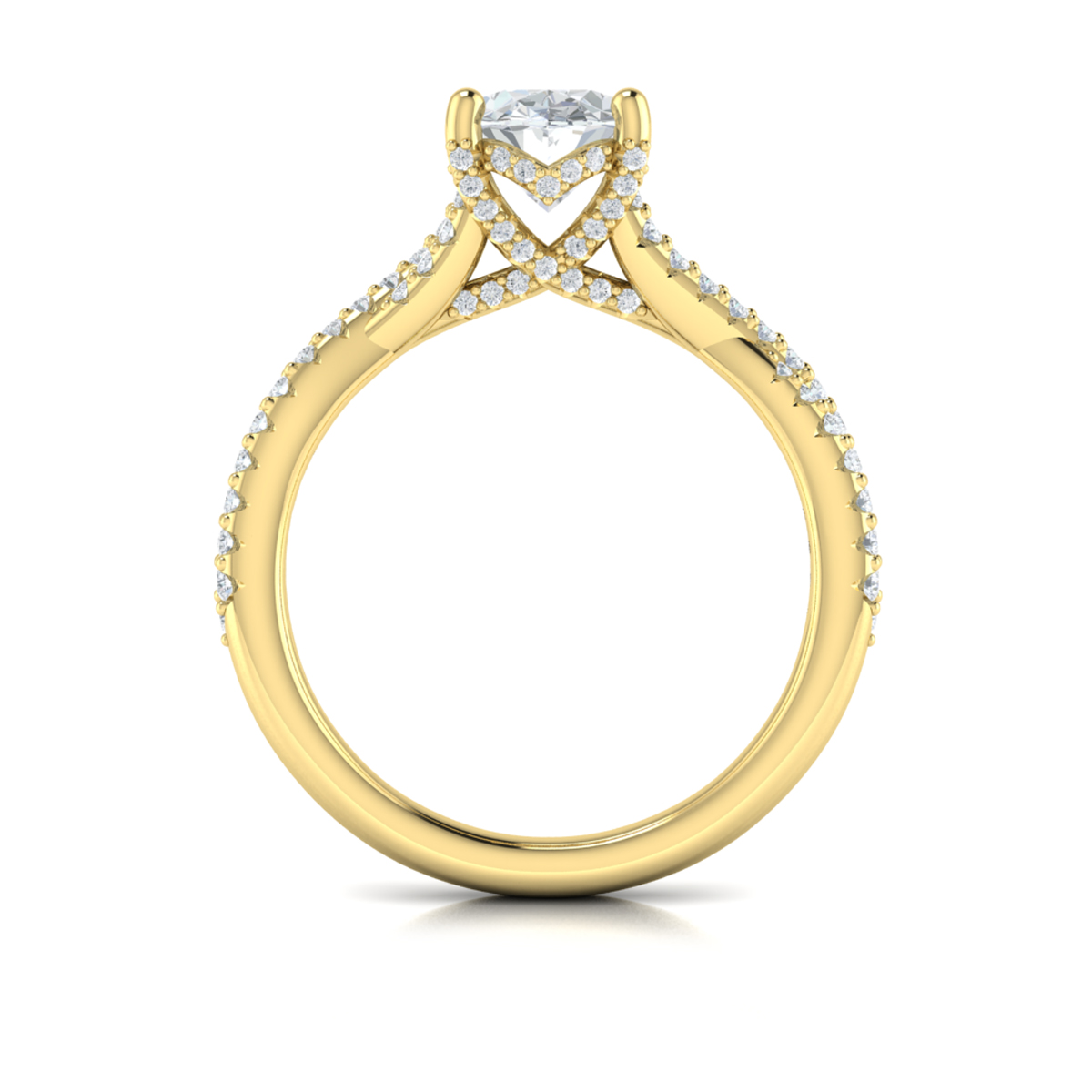 Woven Pave Oval Diamond Engagement Ring