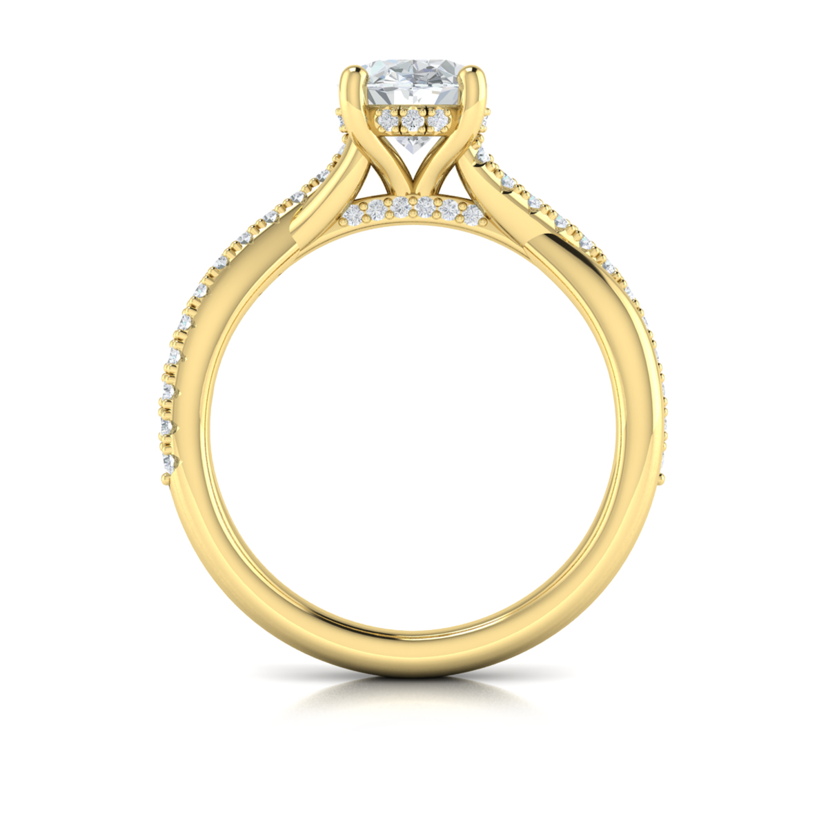 Entwined Oval Hidden Halo Engagement Ring