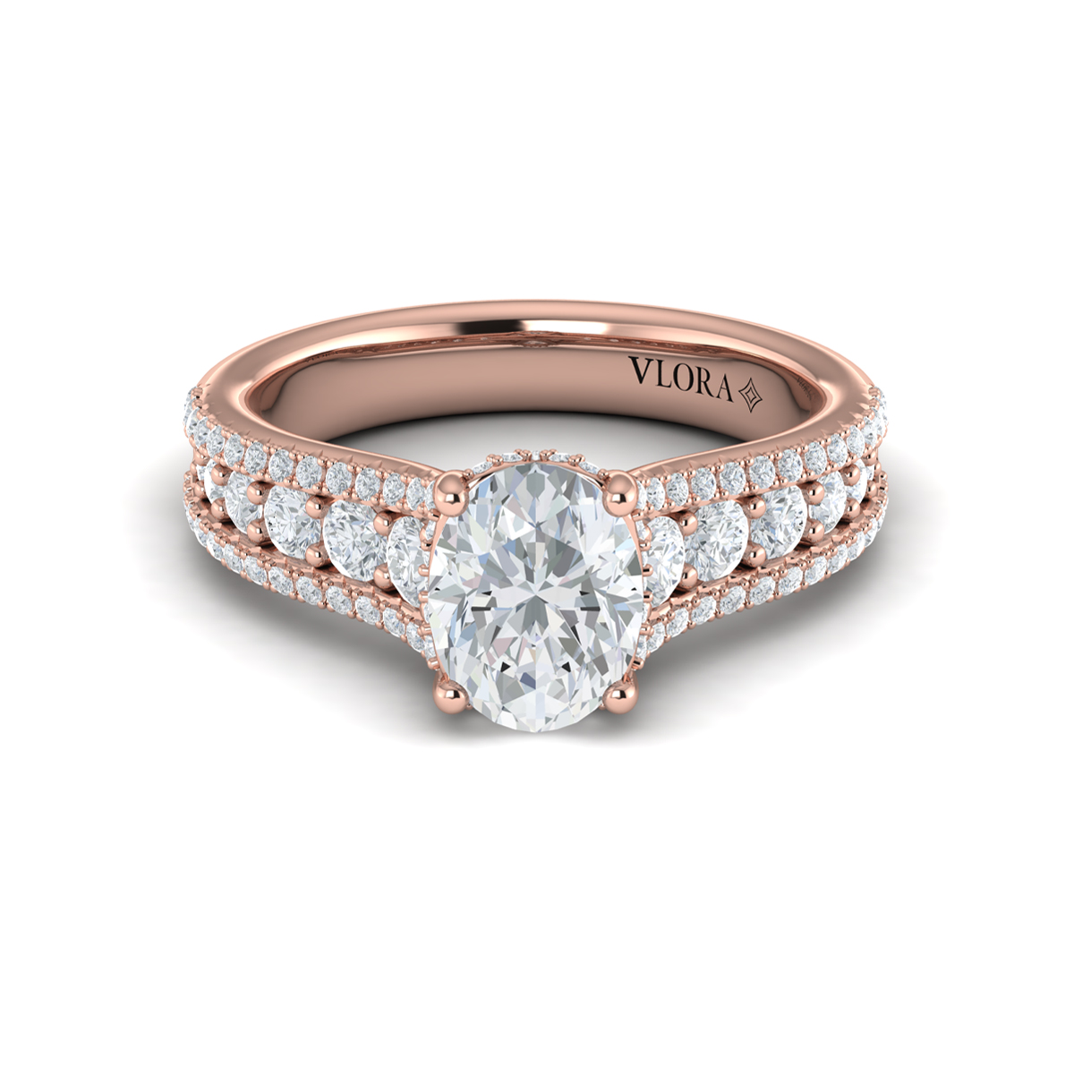 Bold Cathedral Oval Diamond Engagement Ring